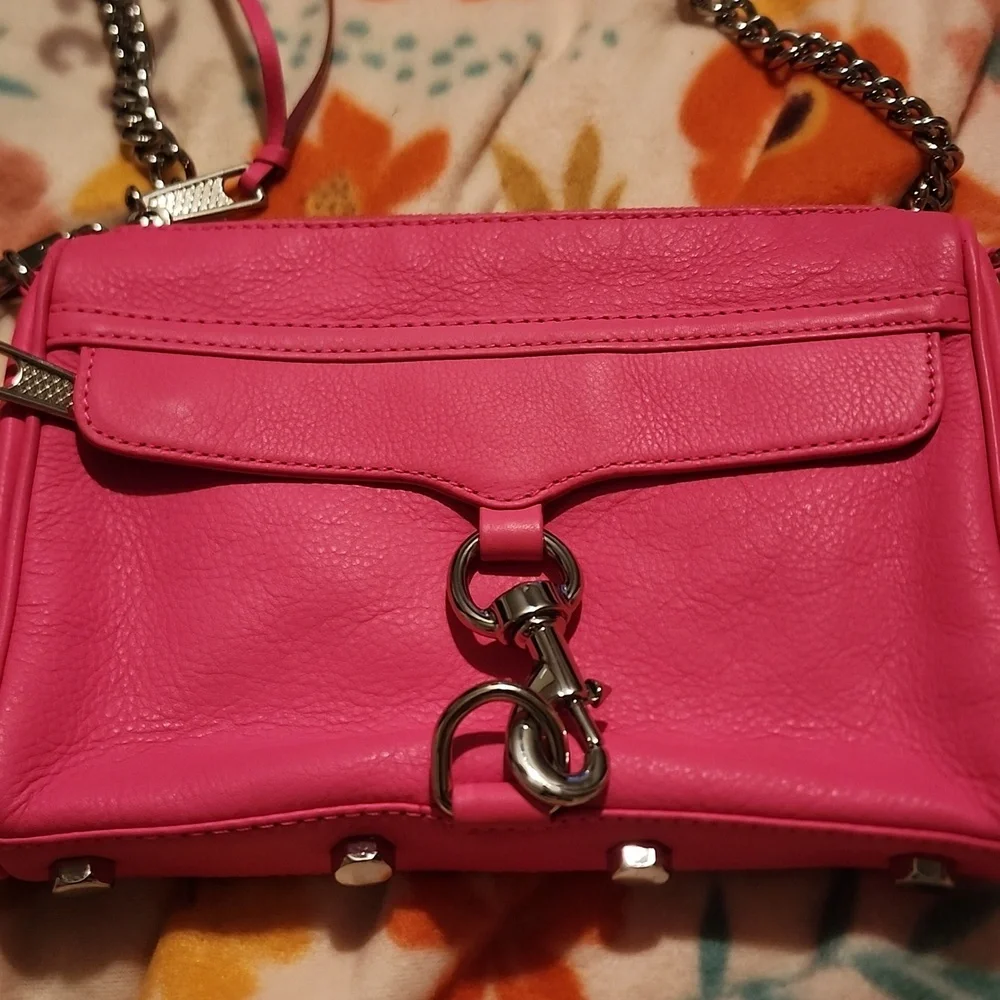 Rebecca Minkoff Bright Pink Leather Purse. 28 Long, 9x6 Body. Excellent Used. - Picture 4 of 8